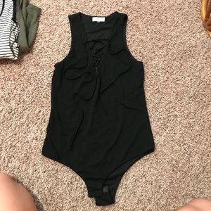 black lace up body suit